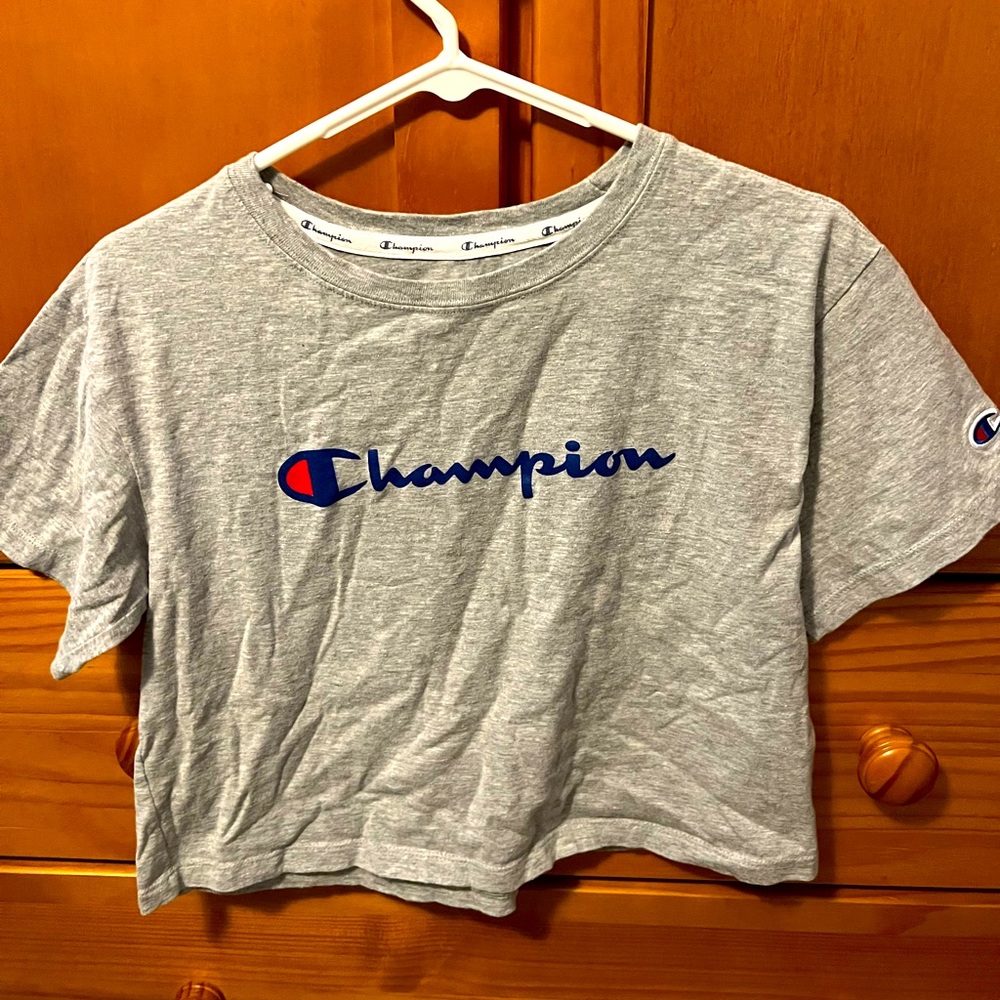 Grey cropped small champion tee
